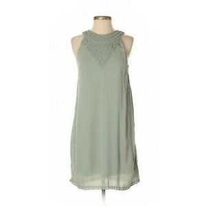 Francesca Alya Olive Light Green Short Boho Tank Top Dress